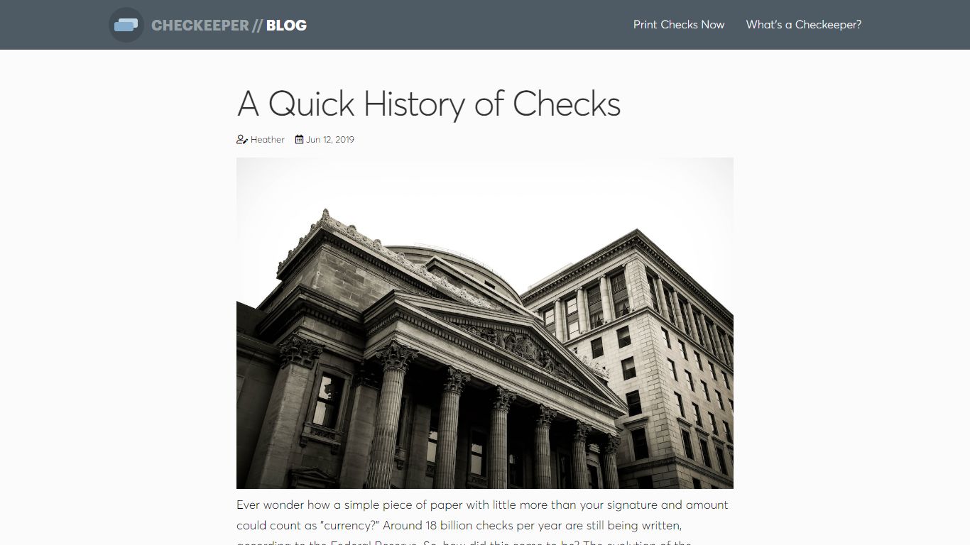 A Quick History of Checks - Checkeeper